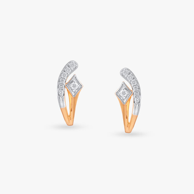 Geometric Loop Diamond Hoop Earrings 
