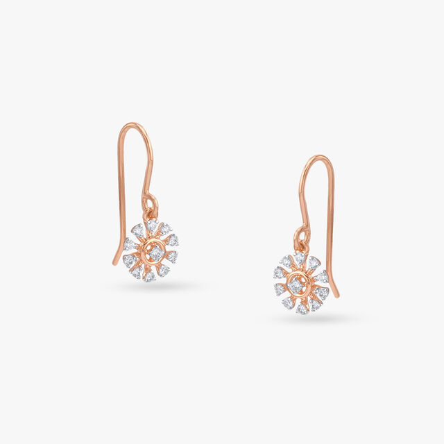 Sunburst Petal Diamond Hoop Earrings