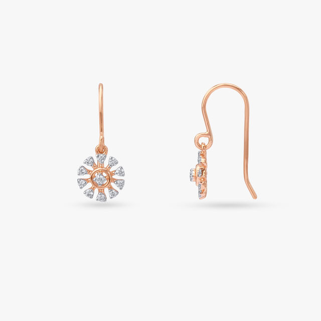 Sunburst Petal Diamond Hoop Earrings