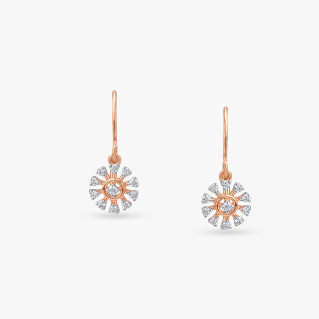 Sunburst Petal Diamond Hoop Earrings