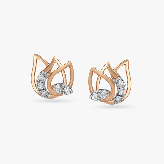 Buy Lotus Radiance Rose Gold and Diamond Stud Earrings at Best