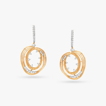 Contoured Swirls Diamond Drop Earrings
