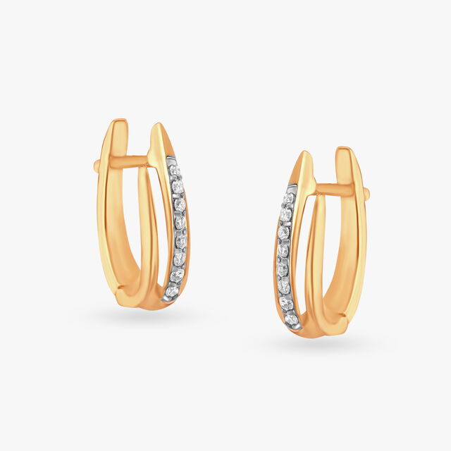 Elegant Arcs Diamond Hoop Earrings 