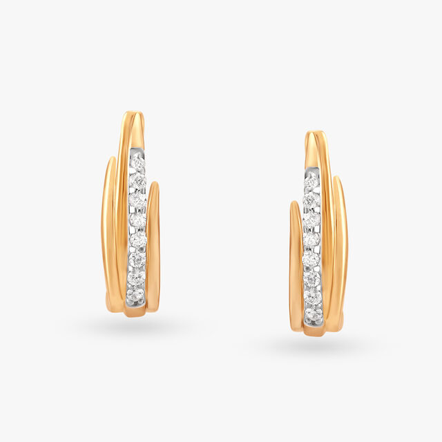 Elegant Arcs Diamond Hoop Earrings 3