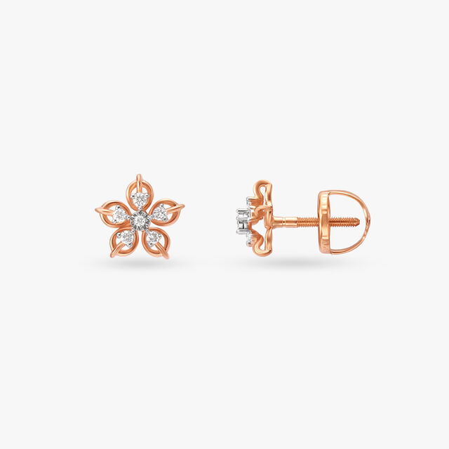 Floral Flourish Diamond Stud Earrings 2