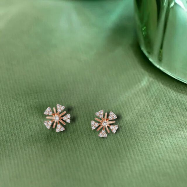 Radiant Flower Diamond Stud Earrings