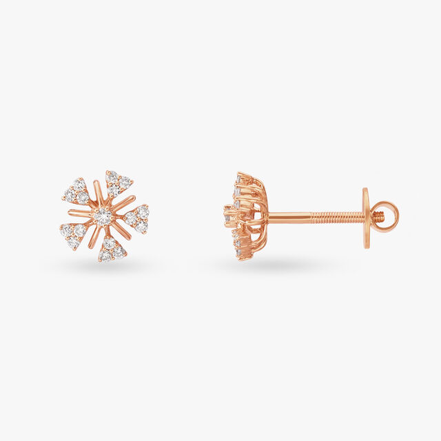 Radiant Flower Diamond Stud Earrings