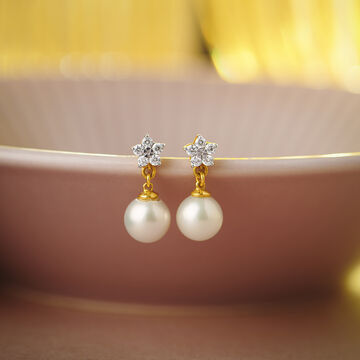 Splendid Pearl and Diamond Drop Earrings
