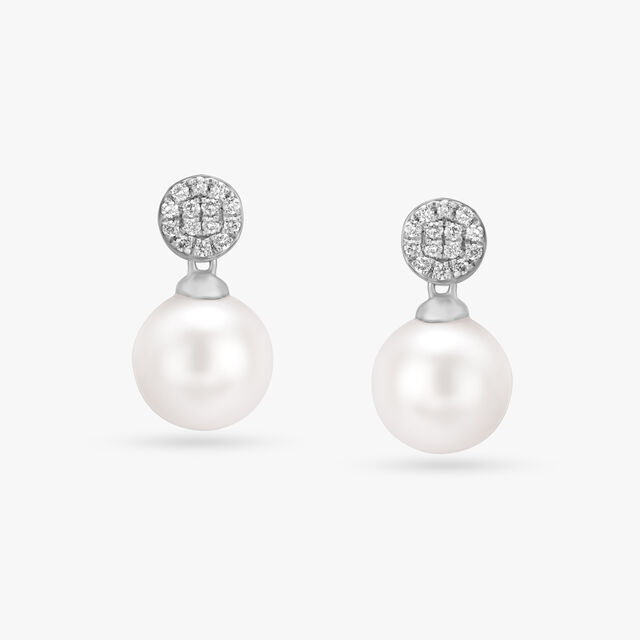 Shimmering Pearl and Diamond Drop Earrings 