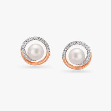 Subtle Pearl and Diamond Stud Earrings