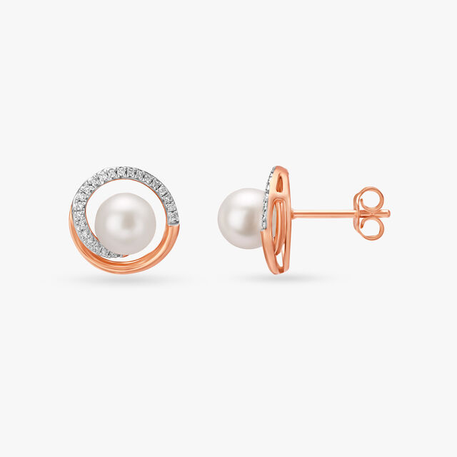 Subtle Pearl and Diamond Stud Earrings 2