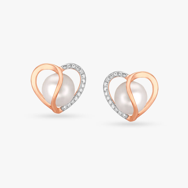 Glowing Pearl and Diamond Stud Earrings,,hi-res 
