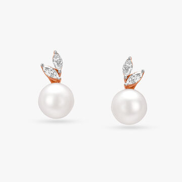 Pearl Fruit Diamond Stud Earrings