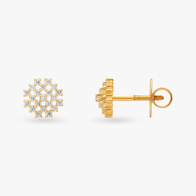 Checkerboard Diamond Stud Earrings 2