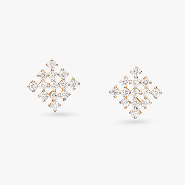 Square Diamond Stud Earrings 