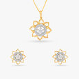 Solar Flare Diamond Pendant and Earrings Set 