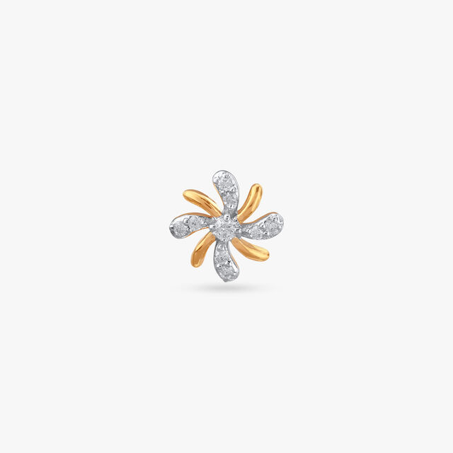 Twirl Petal Diamond Nose Pin