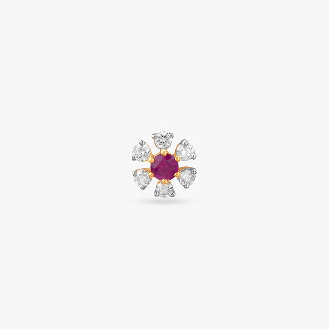 Ruby Blossom Diamond Nose Pin 2