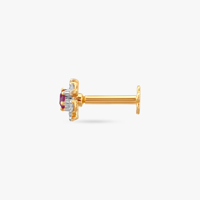 Ruby Blossom Diamond Nose Pin 3