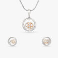Concentric Florals Diamond Pendant and Earrings Set 