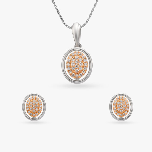 Classic Diamond Pendant and Earrings Set 