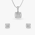 Dancing Squares Diamond Pendant and Earrings Set 