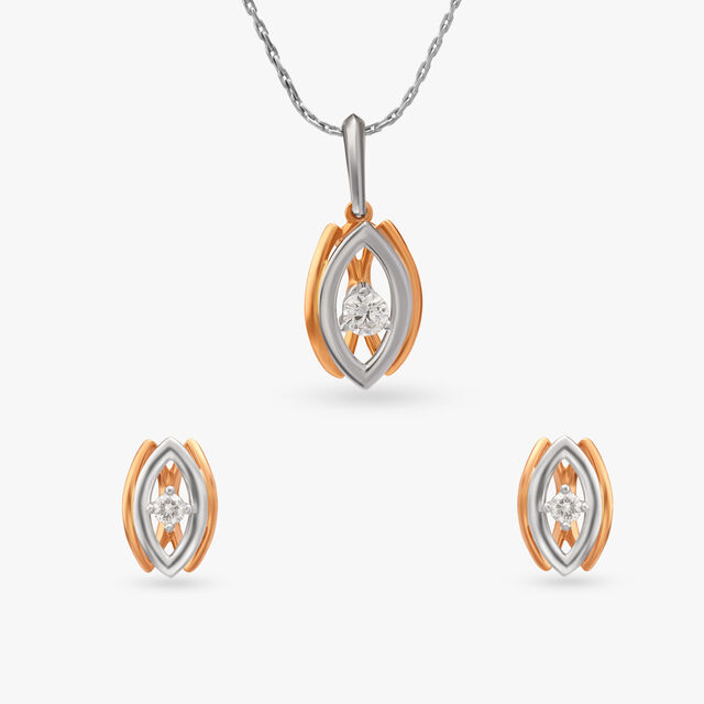 Eye of the Beholder Diamond Pendant and Earrings Set 