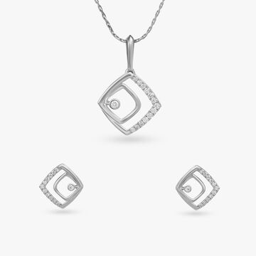 Layered Square Pendant and Earring Set