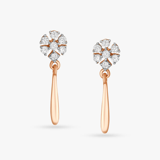 Floral Grace Diamond Drop Earrings 