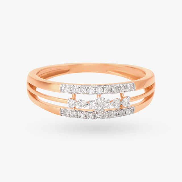 Triple-Row Diamond Finger Ring