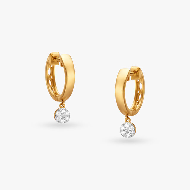 Dangle Diamond Hoop Earrings