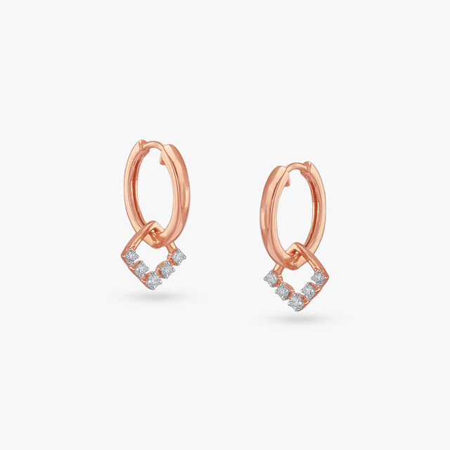Square Pop Diamond Hoop Earrings