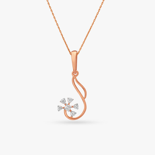 Chic Rose Gold Pendant With Diamonds 