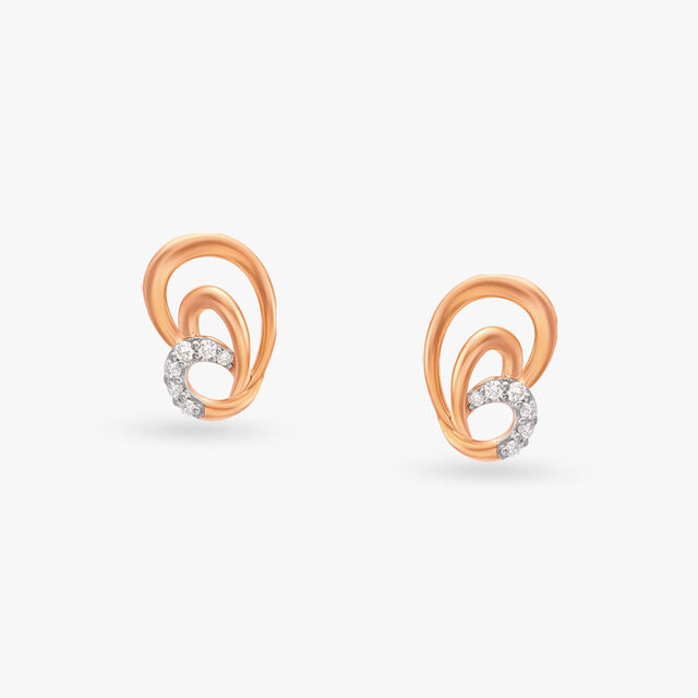 Swirl Diamond Stud Earrings 