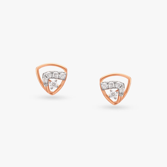 Triangular Diamond Stud Earrings 