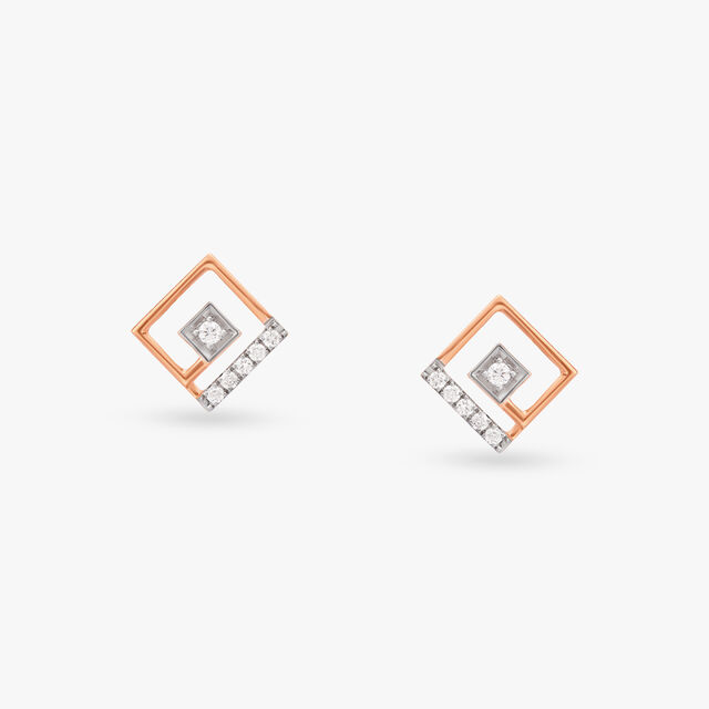 Geometric Diamond Stud Earrings 