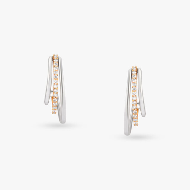 Starry Dual Tone Diamond Stud Earrings