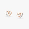 Heart-Shaped Diamond Stud Earrings 