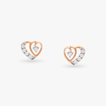 Heart-Shaped Diamond Stud Earrings