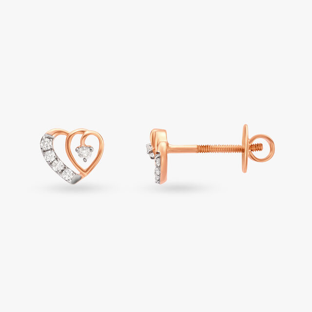 Heart-Shaped Diamond Stud Earrings 2