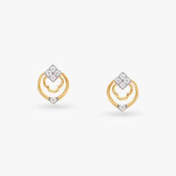 Circle Diamond Stud Earrings