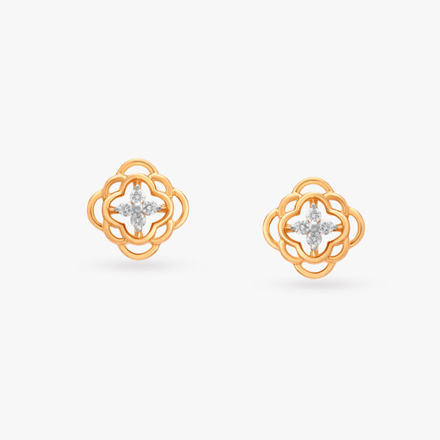 Modern Aesthetic Diamond Stud Earrings 