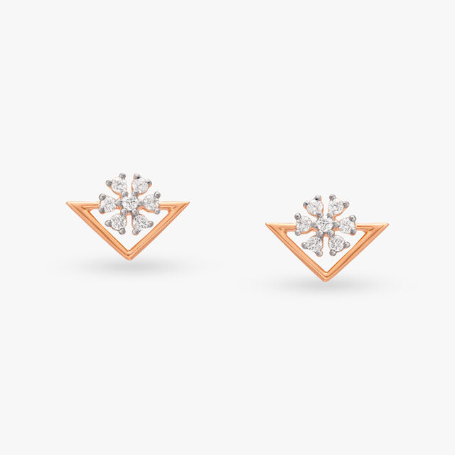 Triangle Diamond Stud Earrings 