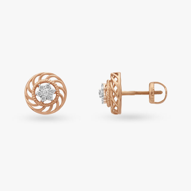 Radiant Swirl Diamond Stud Earrings 2
