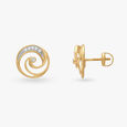Golden Swirl Diamond Stud Earrings 2