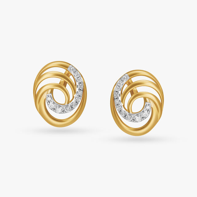 Entrancing Spirals Diamond Stud Earrings 2