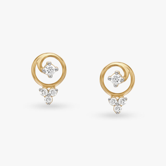 Swirling Elegance Diamond Stud Earrings 
