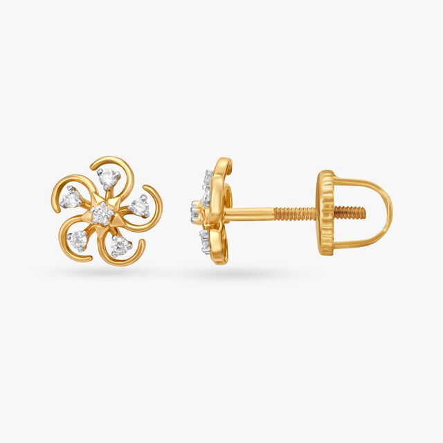 Sparkling Flowers Diamond Stud Earrings 2