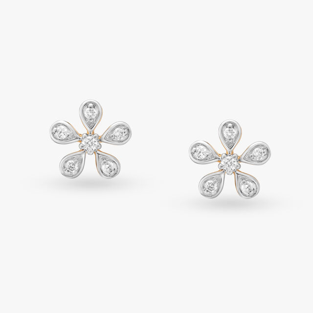 Sunflower Diamond Stud Earrings 