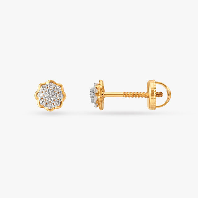 Scalloped Diamond Stud Earrings 2